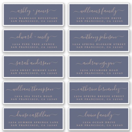 Chic Calligraphy Wedding Guest Address Labels (Vorderseite)