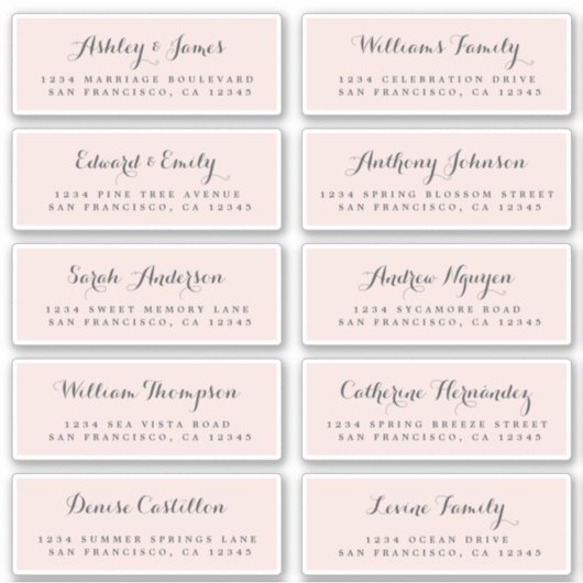 Chic Calligraphy Wedding Guest Address Labels (Vorderseite)