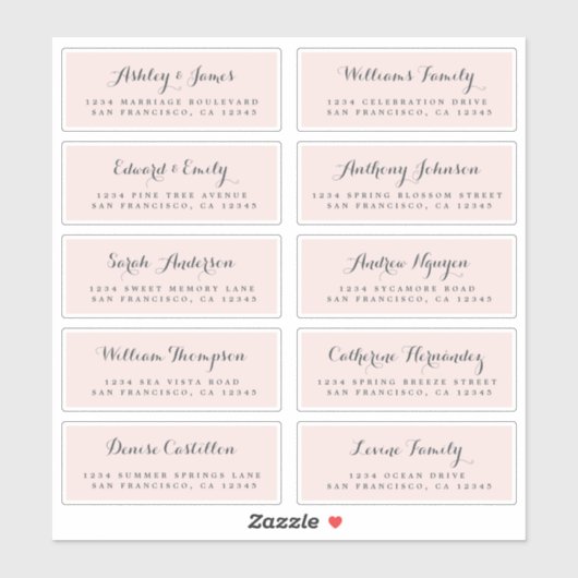 Chic Calligraphy Wedding Guest Address Labels (Blatt)