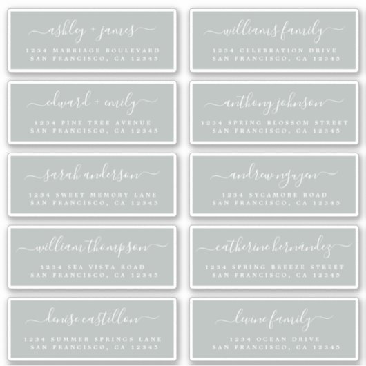 Chic Calligraphy Wedding Guest Address Labels (Vorderseite)