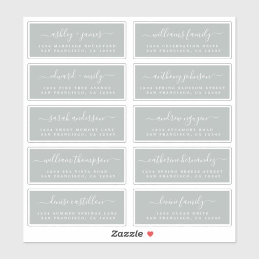 Chic Calligraphy Wedding Guest Address Labels (Blatt)