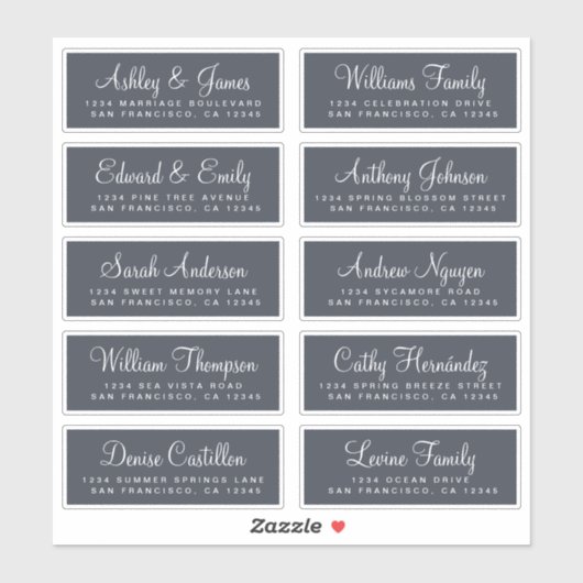 Chic Calligraphy Wedding Guest Address Labels (Blatt)