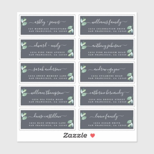 Chic Calligraphy Wedding Guest Address Labels (Blatt)