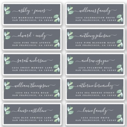 Chic Calligraphy Wedding Guest Address Labels (Vorderseite)