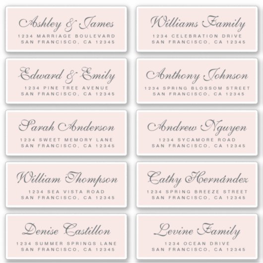 Chic Calligraphy Wedding Guest Address Labels (Vorderseite)