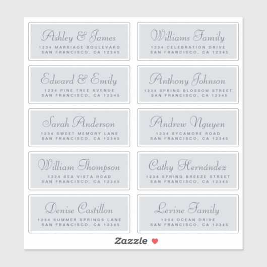 Chic Calligraphy Wedding Guest Address Labels (Blatt)