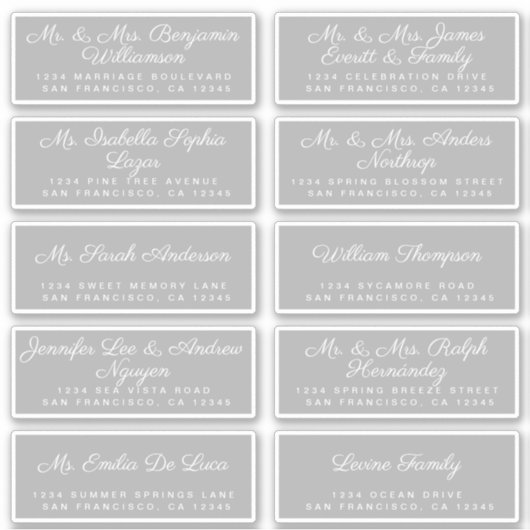 Chic Calligraphy Wedding Guest Address Labels (Vorderseite)