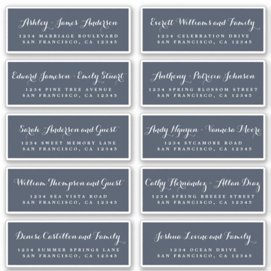 Chic Calligraphy Wedding Guest Address Labels (Vorderseite)