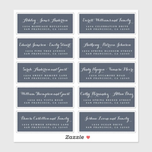 Chic Calligraphy Wedding Guest Address Labels (Blatt)
