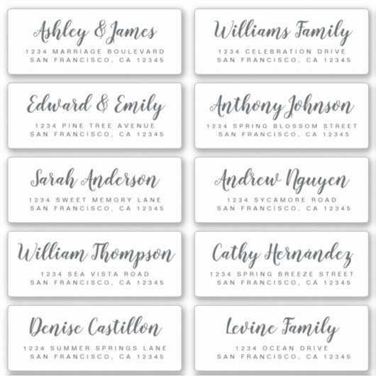 Chic Calligraphy Wedding Guest Address Labels (Vorderseite)