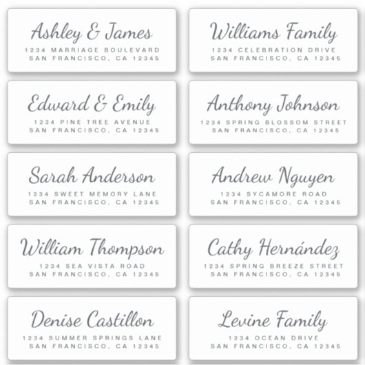Chic Calligraphy Wedding Guest Address Labels (Vorderseite)