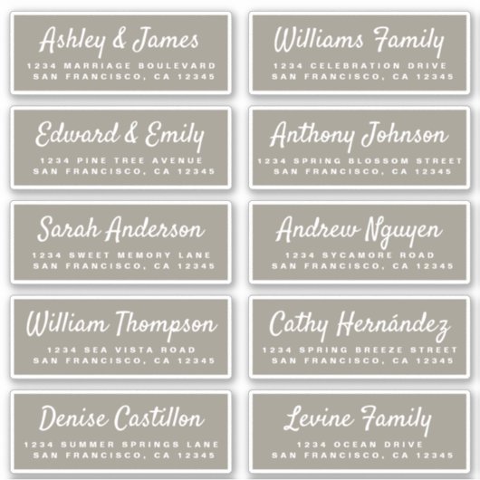 Chic Calligraphy Wedding Guest Address Labels (Vorderseite)