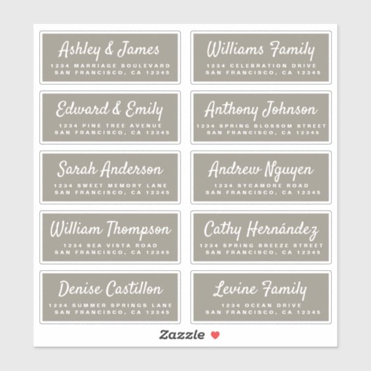 Chic Calligraphy Wedding Guest Address Labels (Blatt)
