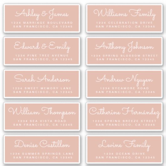Chic Calligraphy Wedding Guest Address Labels (Vorderseite)