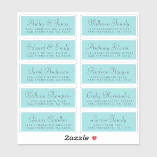 Chic Calligraphy Wedding Guest Address Labels (Blatt)