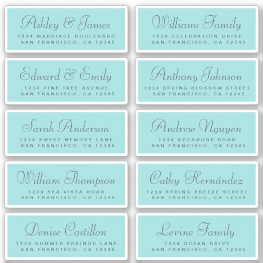 Chic Calligraphy Wedding Guest Address Labels (Vorderseite)
