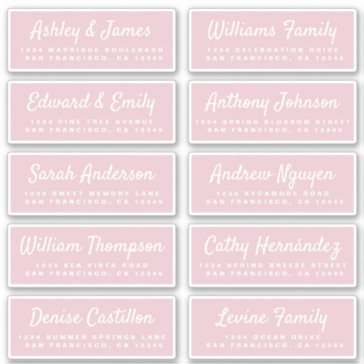 Chic Calligraphy Wedding Guest Address Labels (Vorderseite)