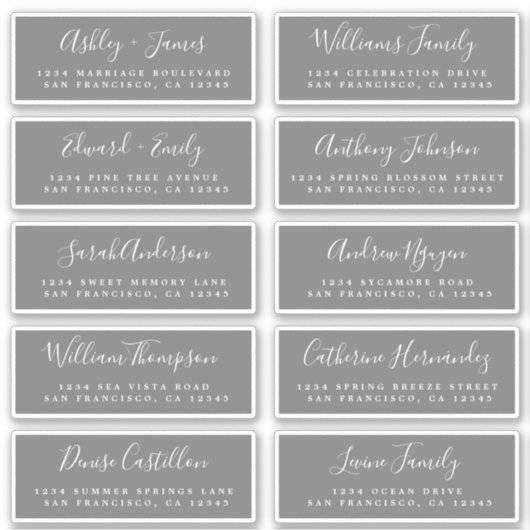 Chic Calligraphy Wedding Guest Address Labels (Vorderseite)