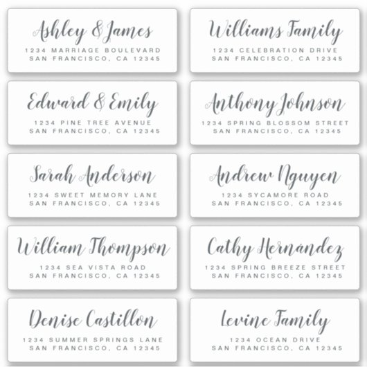 Chic Calligraphy Wedding Guest Address Labels (Vorderseite)