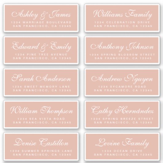 Chic Calligraphy Wedding Guest Address Labels (Vorderseite)