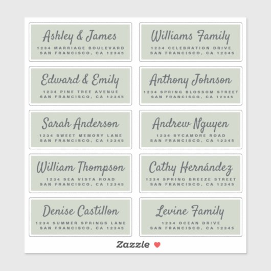 Chic Calligraphy Wedding Guest Address Labels (Blatt)