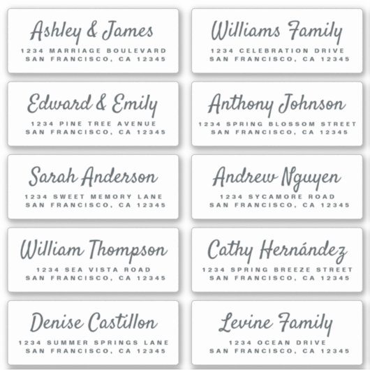 Chic Calligraphy Wedding Guest Address Labels (Vorderseite)