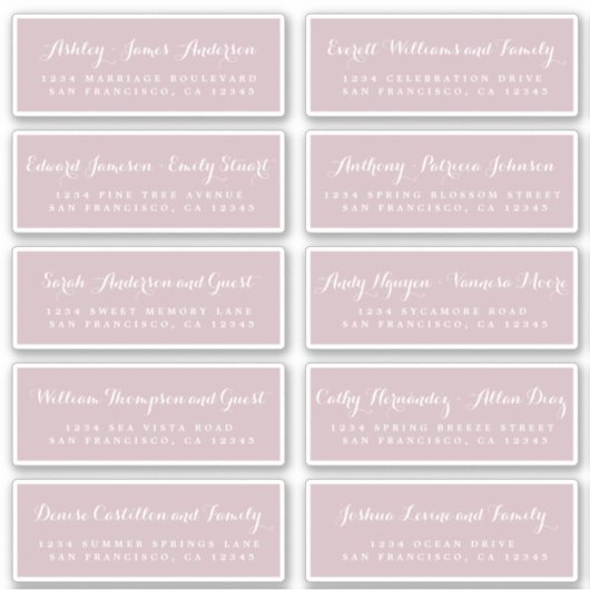 Chic Calligraphy Wedding Guest Address Labels (Vorderseite)