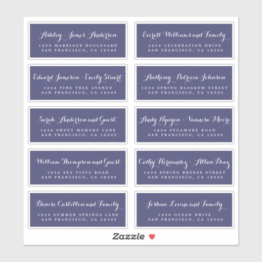 Chic Calligraphy Wedding Guest Address Labels (Blatt)