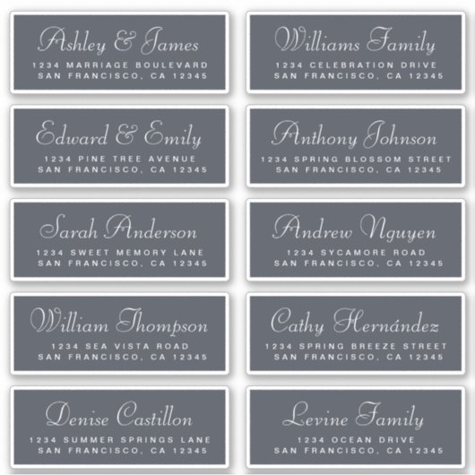 Chic Calligraphy Wedding Guest Address Labels (Vorderseite)