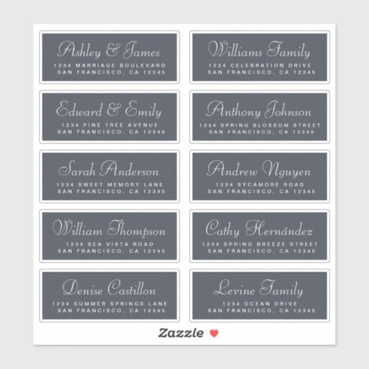 Chic Calligraphy Wedding Guest Address Labels (Blatt)