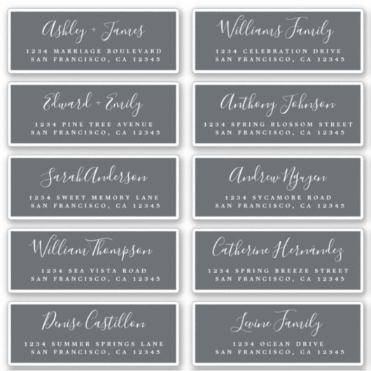 Chic Calligraphy Wedding Guest Address Labels (Vorderseite)