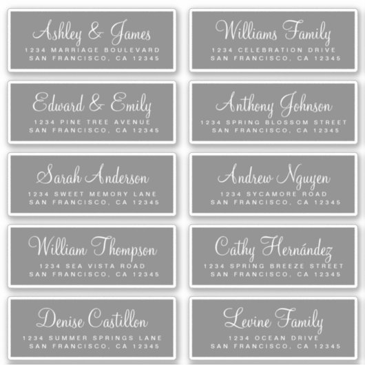 Chic Calligraphy Wedding Guest Address Labels (Vorderseite)
