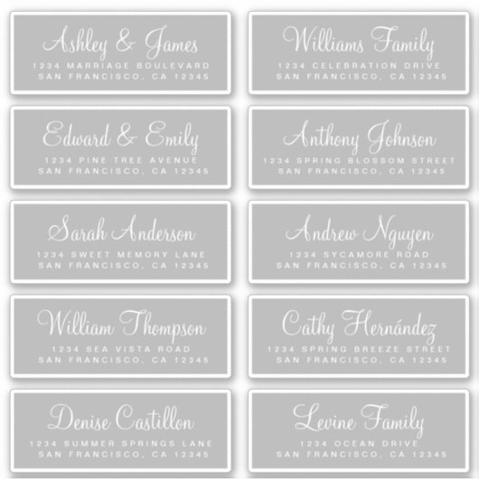 Chic Calligraphy Wedding Guest Address Labels (Vorderseite)