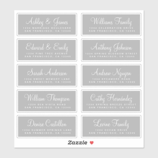 Chic Calligraphy Wedding Guest Address Labels (Blatt)
