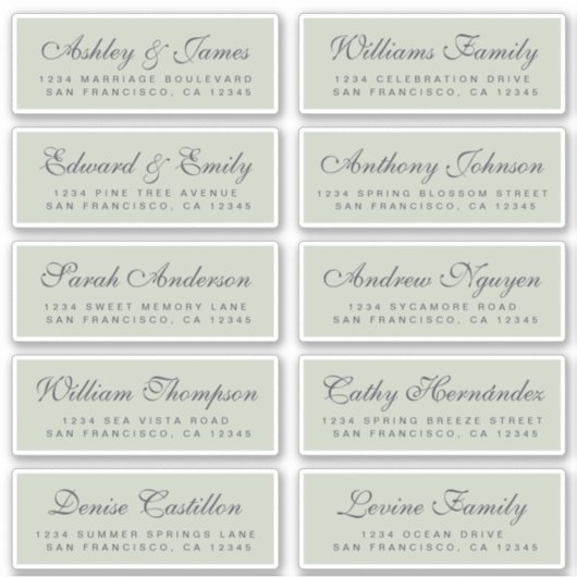Chic Calligraphy Wedding Guest Address Labels (Vorderseite)