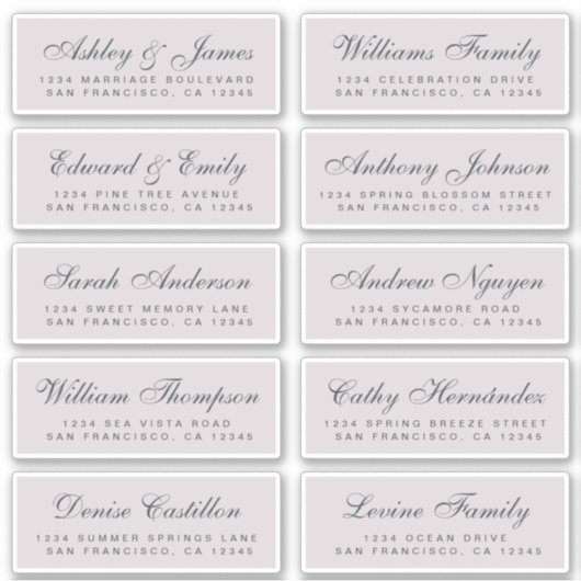 Chic Calligraphy Wedding Guest Address Labels (Vorderseite)