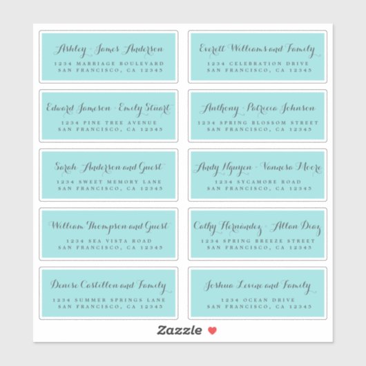 Chic Calligraphy Wedding Guest Address Labels (Blatt)