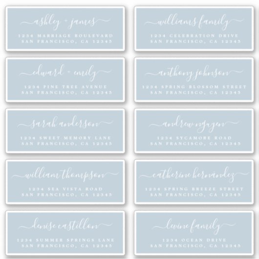 Chic Calligraphy Wedding Guest Address Labels (Vorderseite)