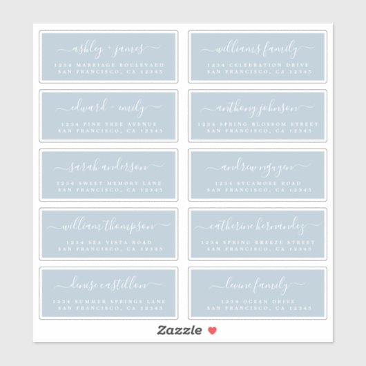 Chic Calligraphy Wedding Guest Address Labels (Blatt)