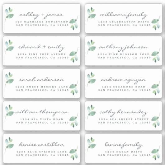 Chic Calligraphy Wedding Guest Address Labels (Vorderseite)
