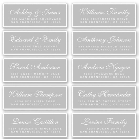 Chic Calligraphy Wedding Guest Address Labels (Vorderseite)
