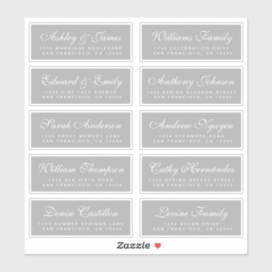 Chic Calligraphy Wedding Guest Address Labels (Blatt)
