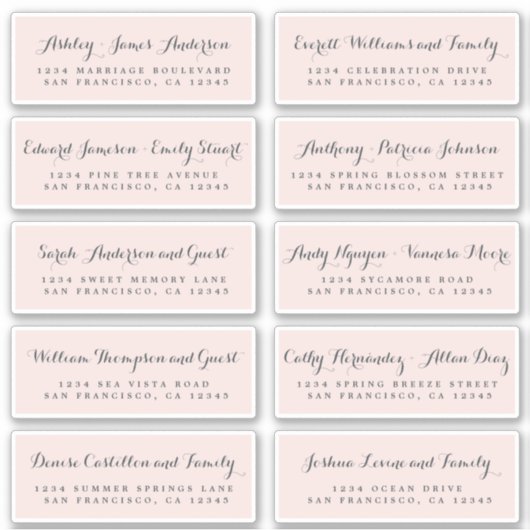 Chic Calligraphy Wedding Guest Address Labels (Vorderseite)