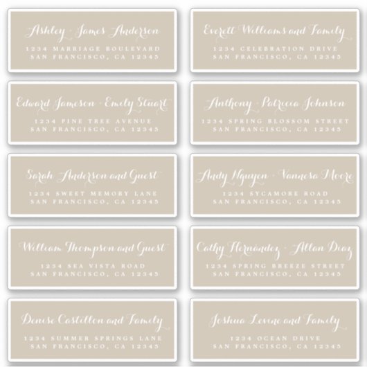 Chic Calligraphy Wedding Guest Address Labels (Vorderseite)