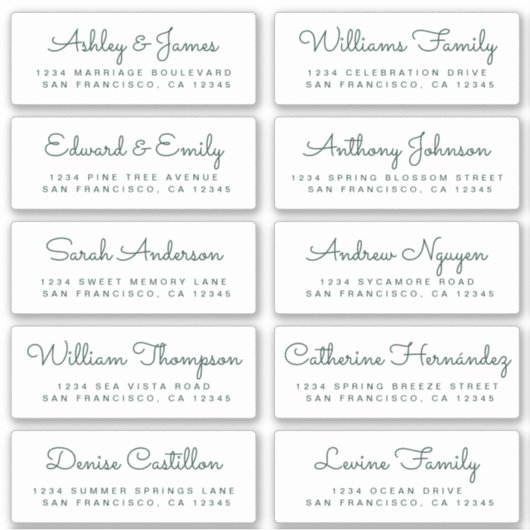Chic Calligraphy Wedding Guest Address Labels (Vorderseite)