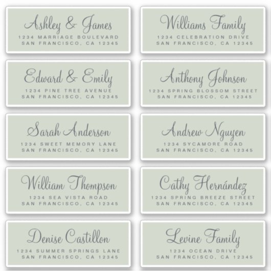 Chic Calligraphy Wedding Guest Address Labels (Vorderseite)