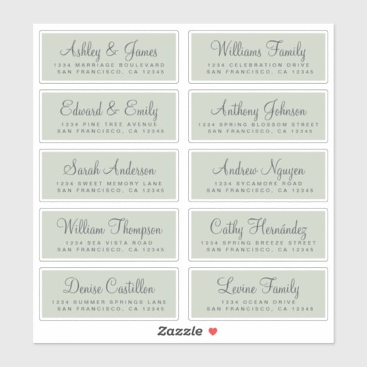 Chic Calligraphy Wedding Guest Address Labels (Blatt)