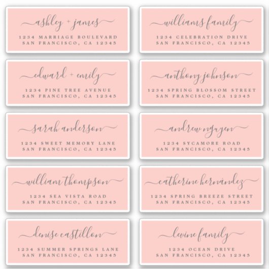 Chic Calligraphy Wedding Guest Address Labels (Vorderseite)