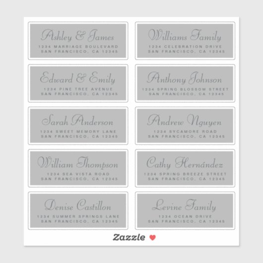 Chic Calligraphy Wedding Guest Address Labels (Blatt)