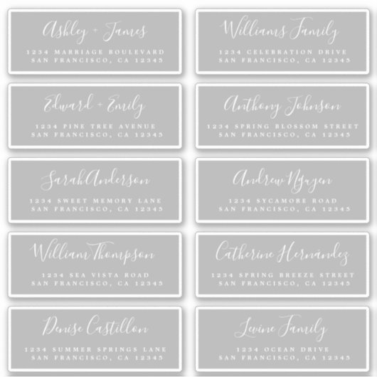 Chic Calligraphy Wedding Guest Address Labels (Vorderseite)